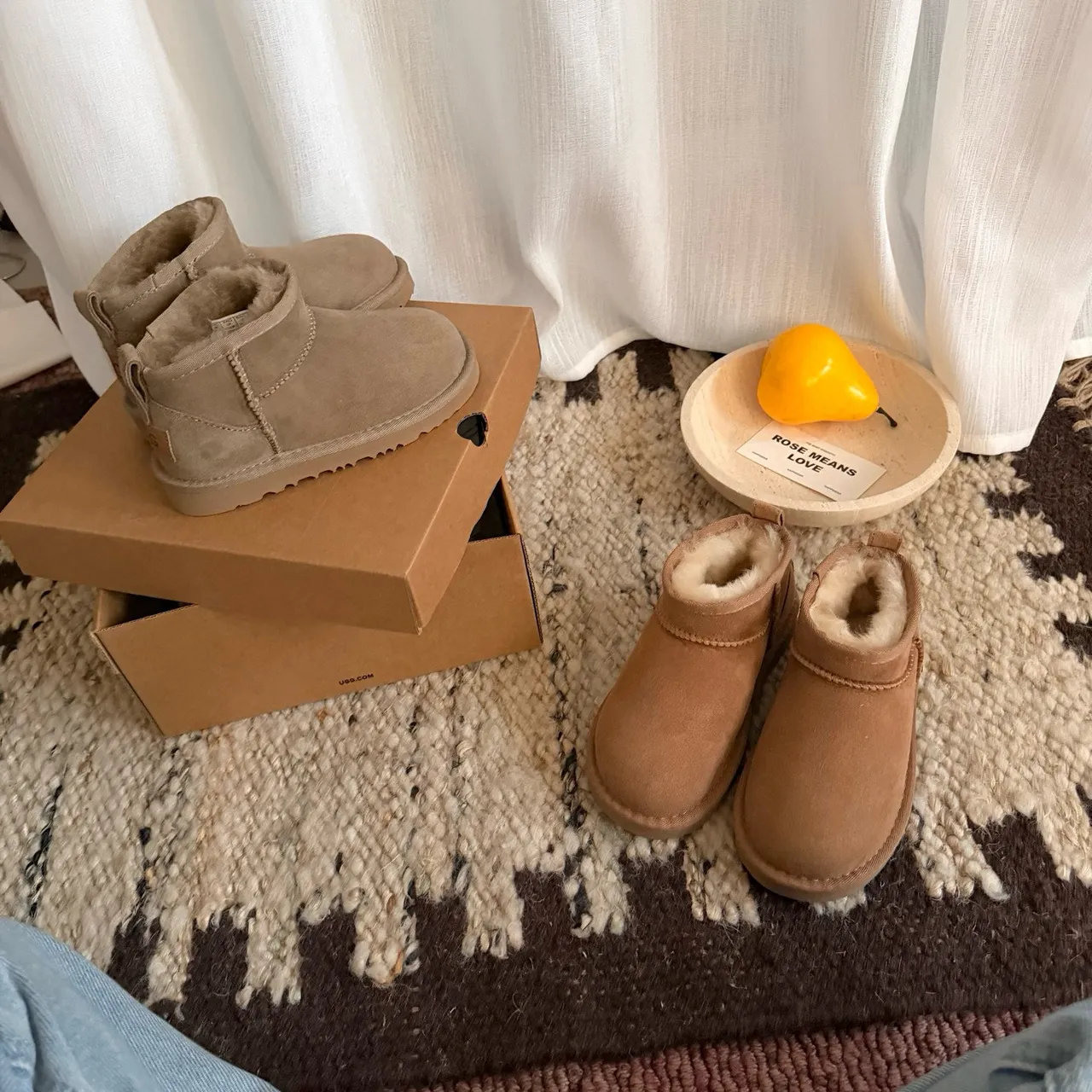 UGG Classic Mini Tan Suede Shearling-Lined Snow Boots 5