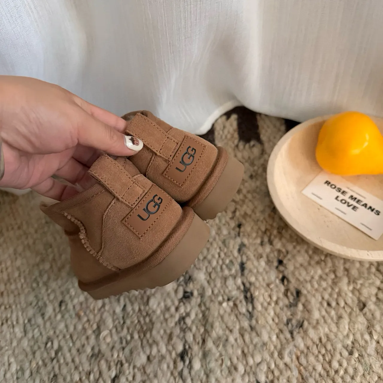UGG Classic Mini Tan Suede Shearling-Lined Snow Boots 10