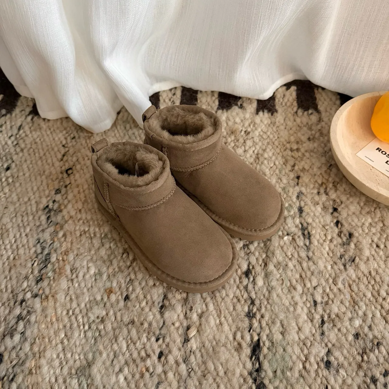 UGG Classic Mini Tan Suede Shearling-Lined Snow Boots 16