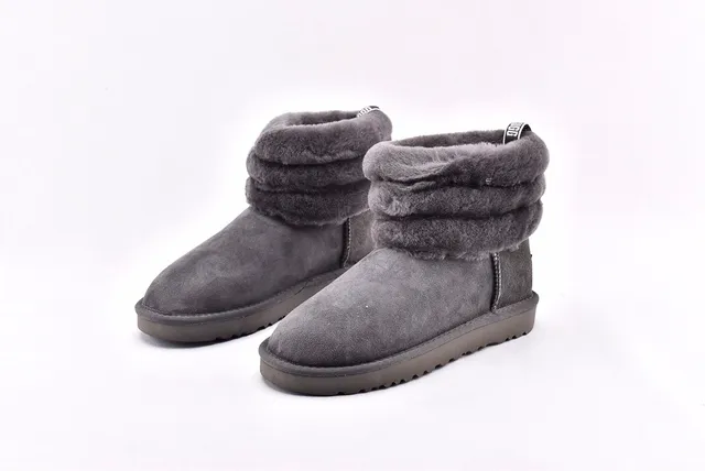 UGG Fluff Mini Quiz-Ted Gray Snow Boots 2