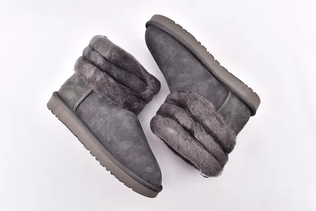 UGG Fluff Mini Quiz-Ted Gray Snow Boots 12
