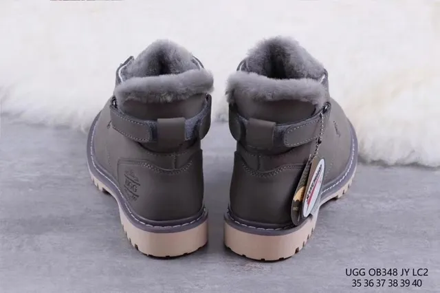 UGG Gray Beige Lace-Up Shearling-Lined Ankle Boots 7