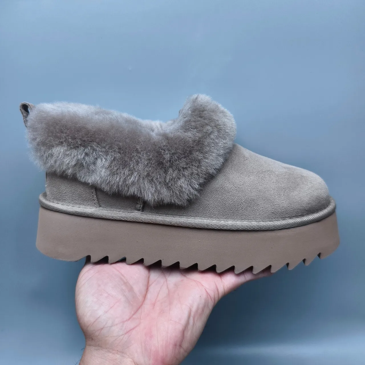UGG Gray Brown Shearling-Lined Platform Sole Casual Shoes 2