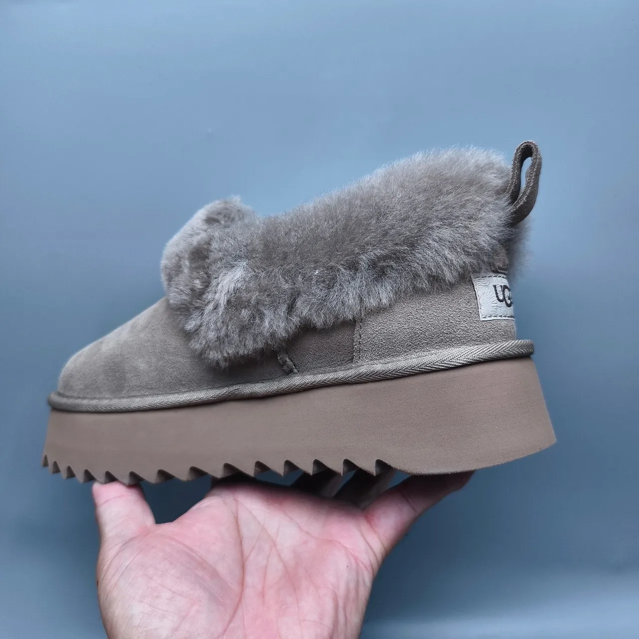 UGG Gray Brown Shearling-Lined Platform Sole Casual Shoes 4