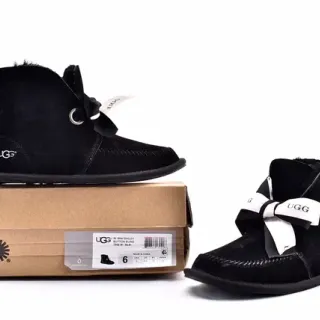 UGG Mini Bailey Button Bling Black Suede Ankle Boots