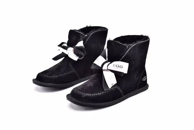 UGG Mini Bailey Button Bling Black Suede Ankle Boots 2