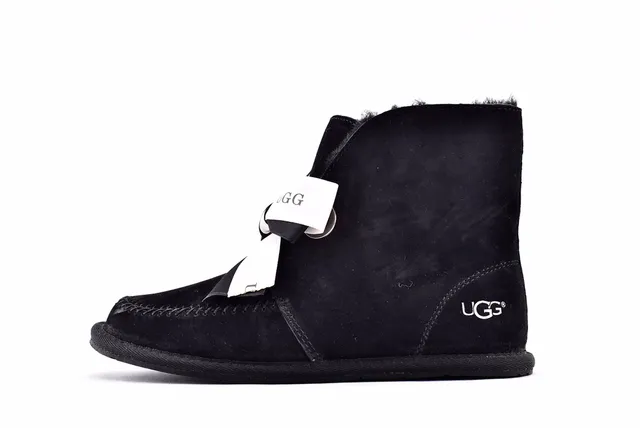 UGG Mini Bailey Button Bling Black Suede Ankle Boots 8