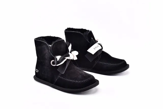 UGG Mini Bailey Button Bling Black Suede Ankle Boots 9