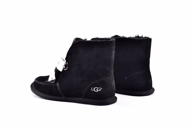 UGG Mini Bailey Button Bling Black Suede Ankle Boots 14