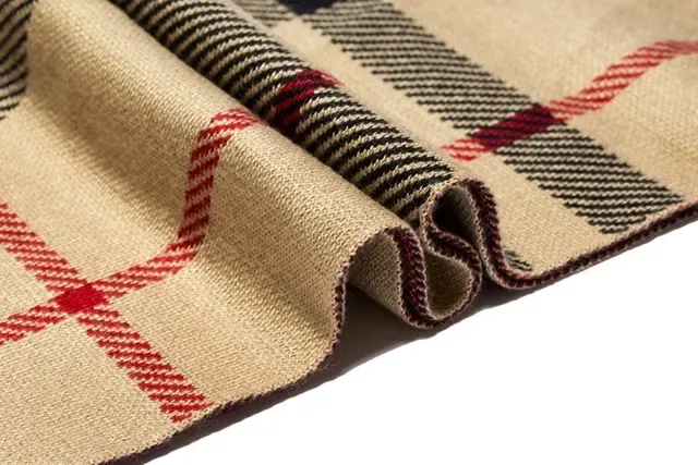 UGG Plaid Beige Black Red Cashmere Scarf 9