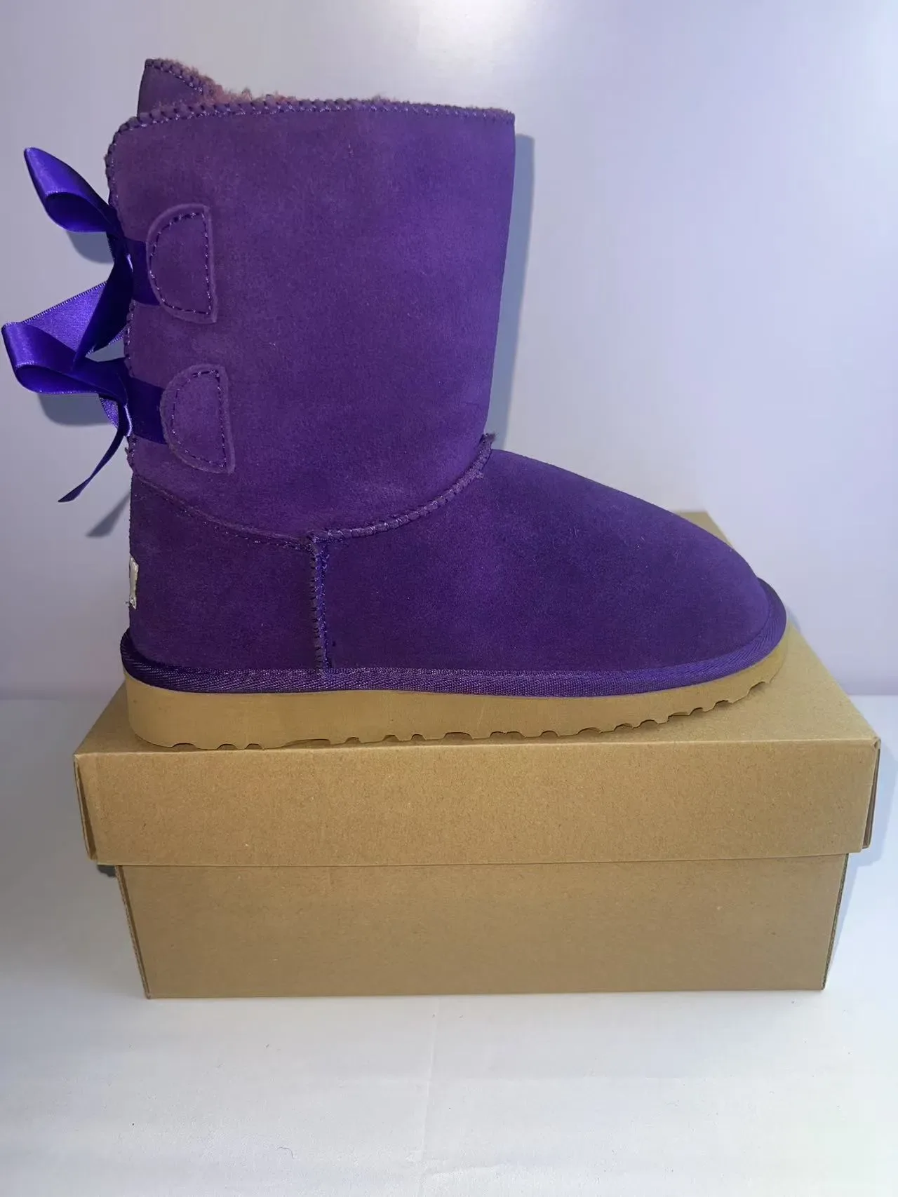 UGG Purple Beige Suede Upper Shearling Lining Snow Boots 3
