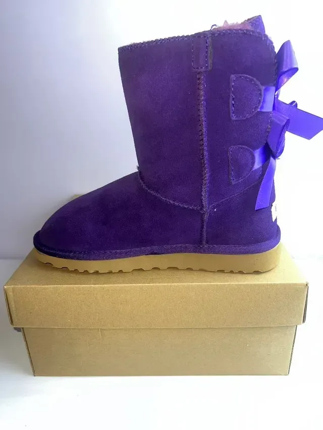 UGG Purple Beige Suede Upper Shearling Lining Snow Boots 4