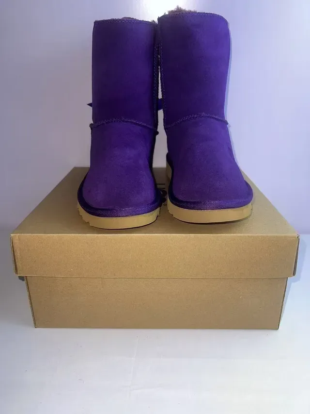 UGG Purple Beige Suede Upper Shearling Lining Snow Boots 5