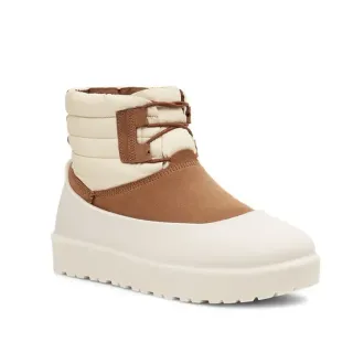 UGG Tasman Beige Brown Quilted Puffer Cuff Suede Overlay Snow Boots