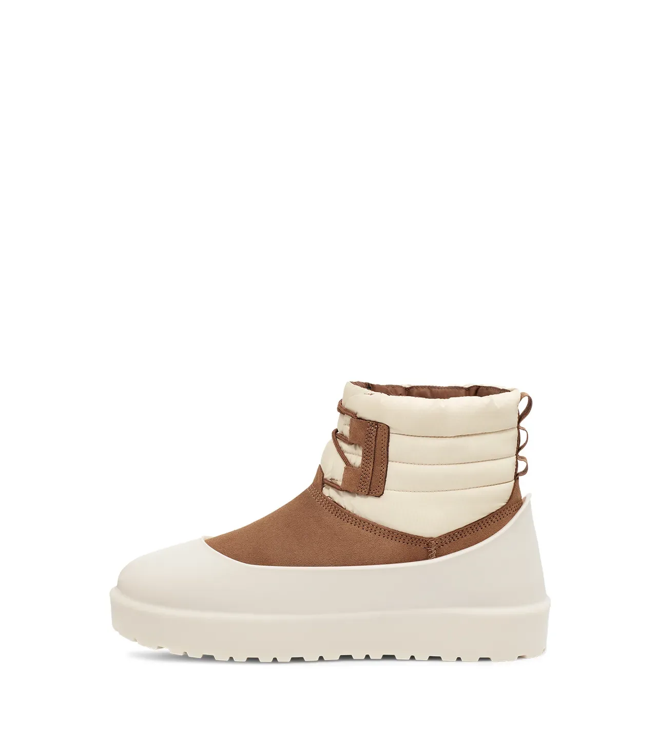 UGG Tasman Beige Brown Quilted Puffer Cuff Suede Overlay Snow Boots 3