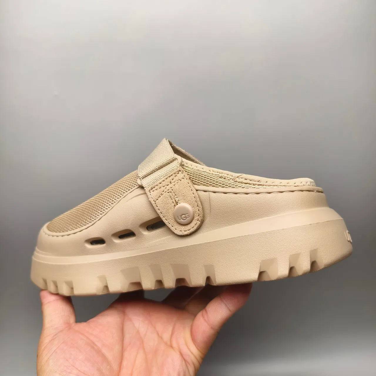 UGG Tasman Beige Mesh Strap Clog 4