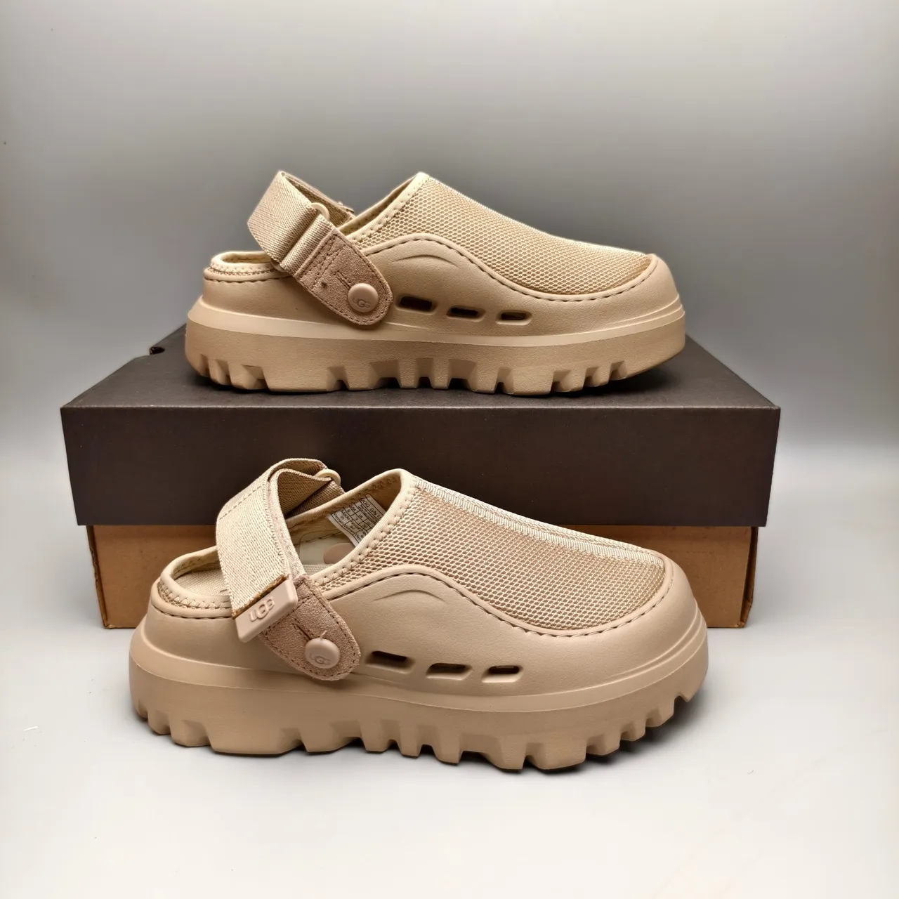 UGG Tasman Beige Mesh Strap Clog 5