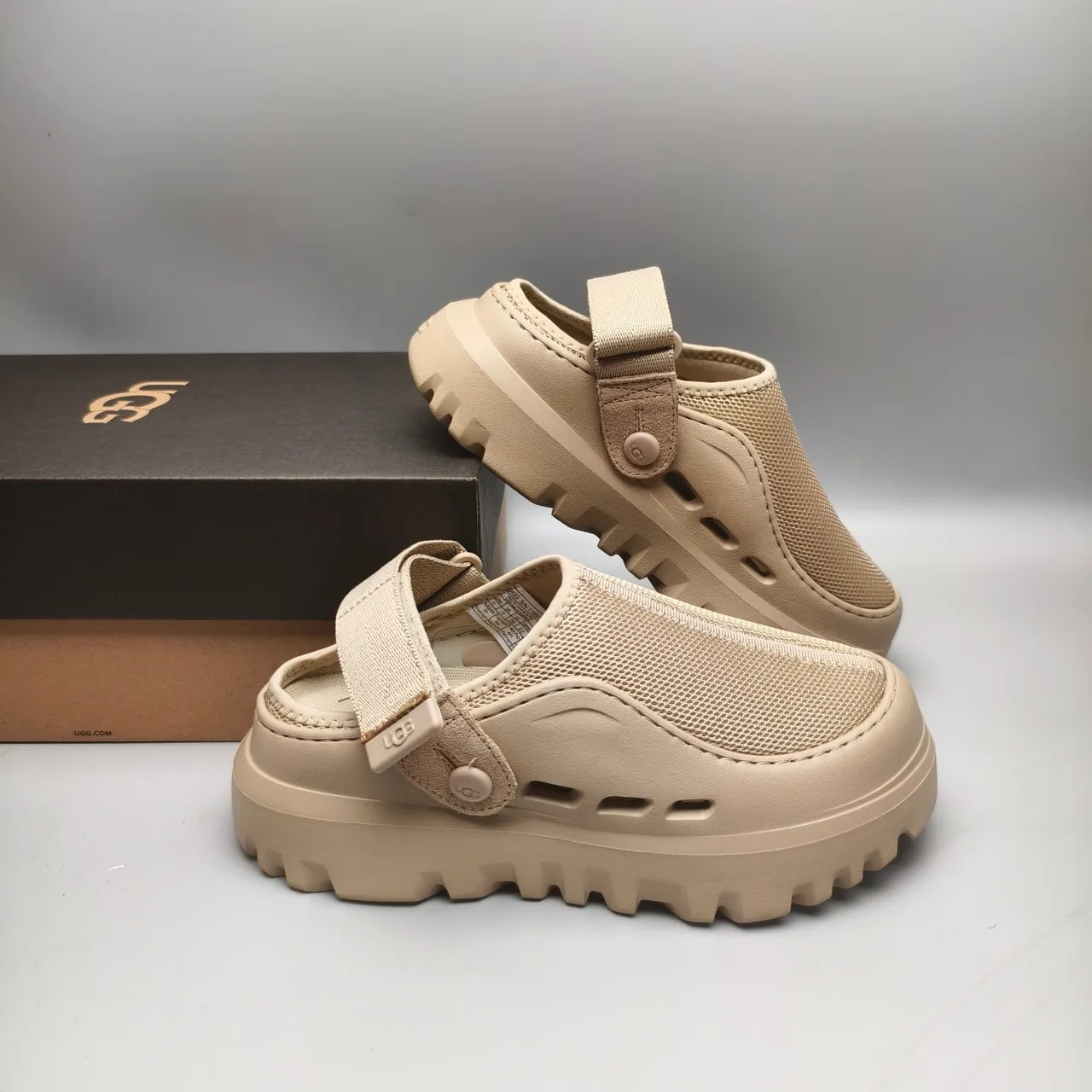UGG Tasman Beige Mesh Strap Clog 6
