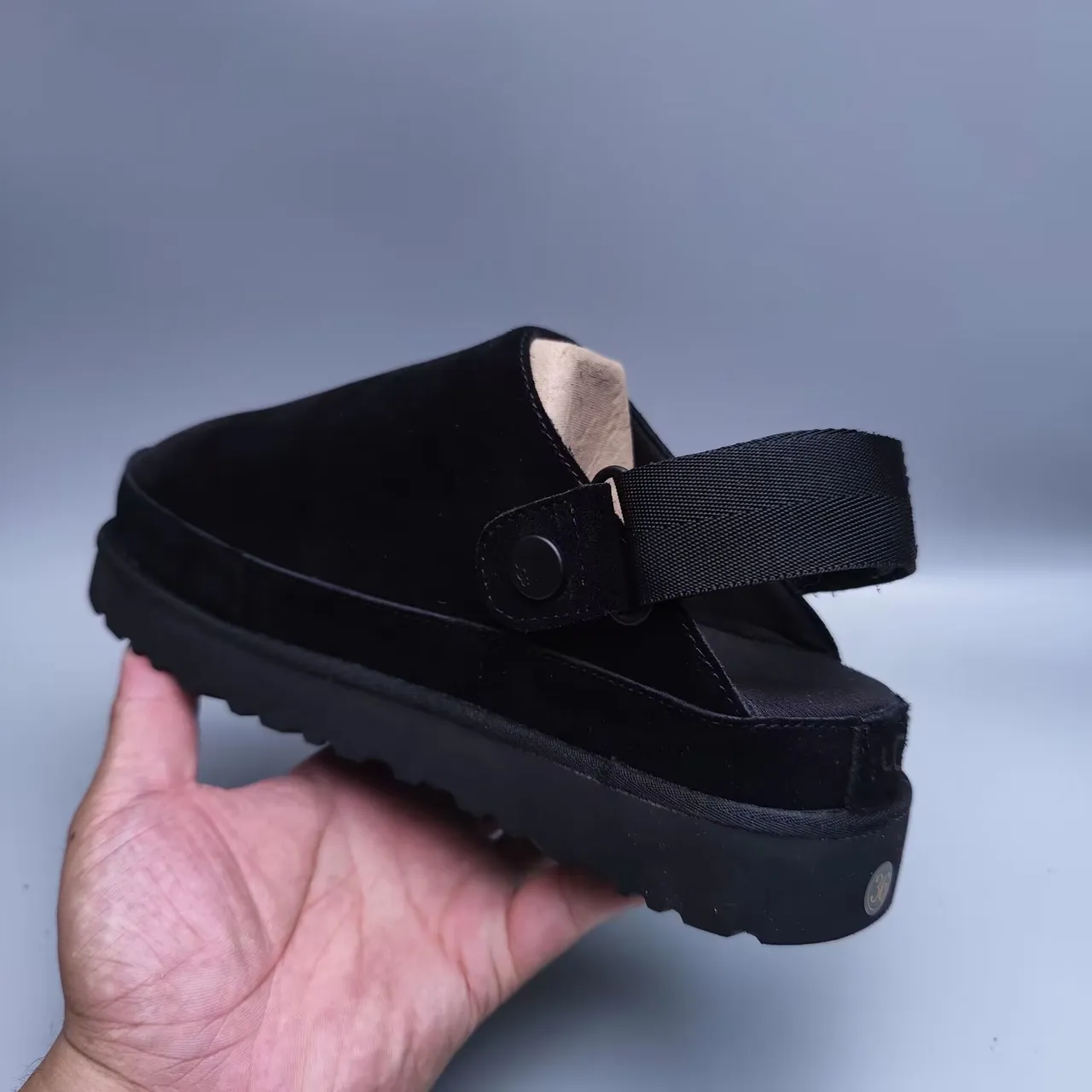 UGG Tasman Black Suede Strap Slipper 4
