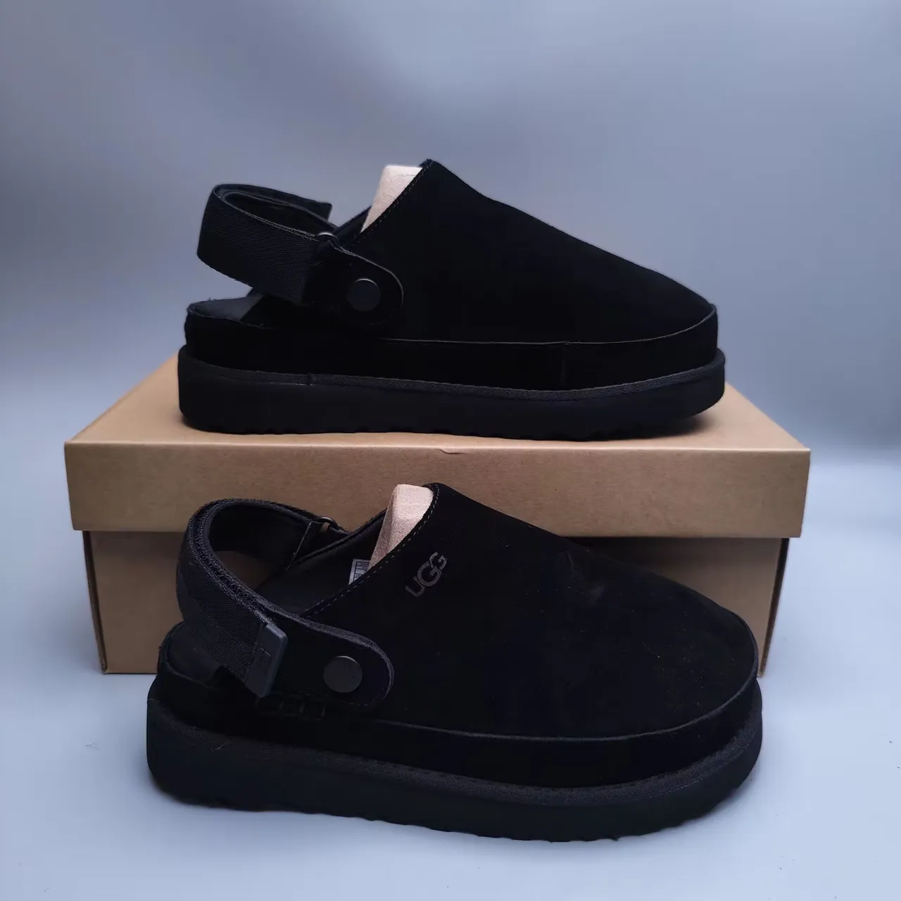 UGG Tasman Black Suede Strap Slipper 5