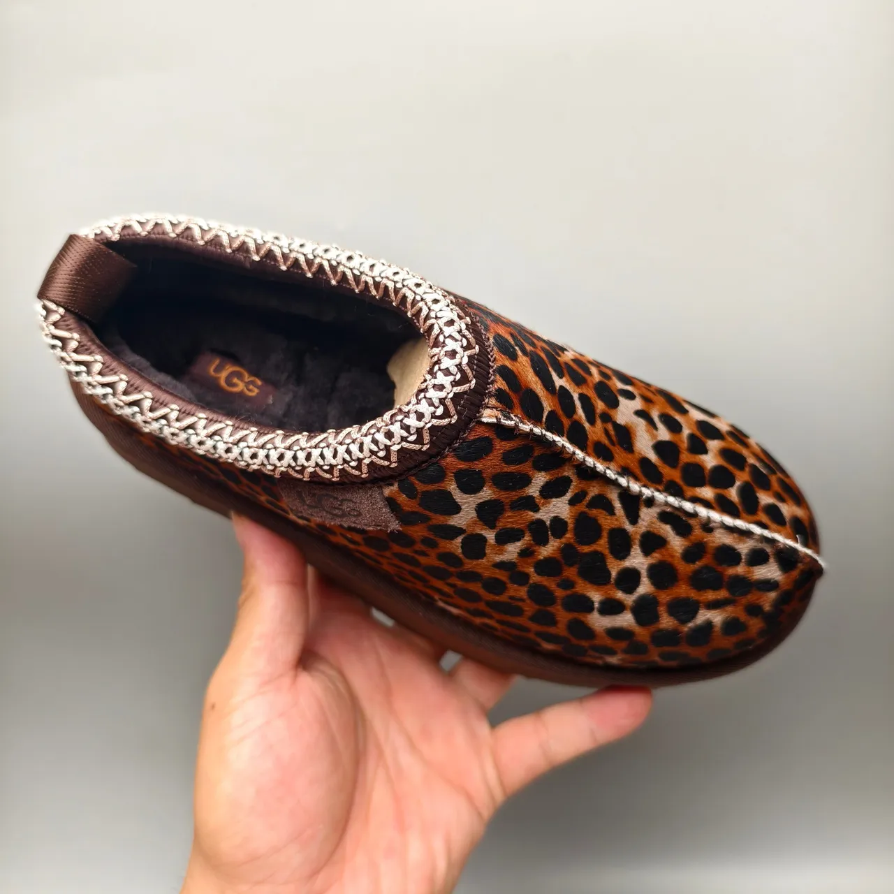 UGG Tasman Brown Multicolor Leopard-Print Shearling-Textured Casual Shoes 3