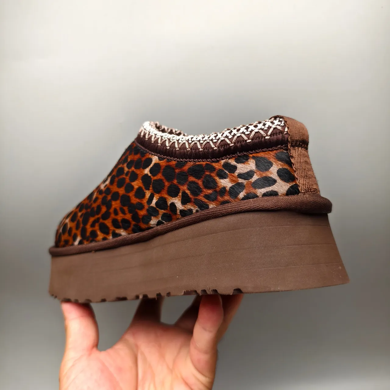 UGG Tasman Brown Multicolor Leopard-Print Shearling-Textured Casual Shoes 4