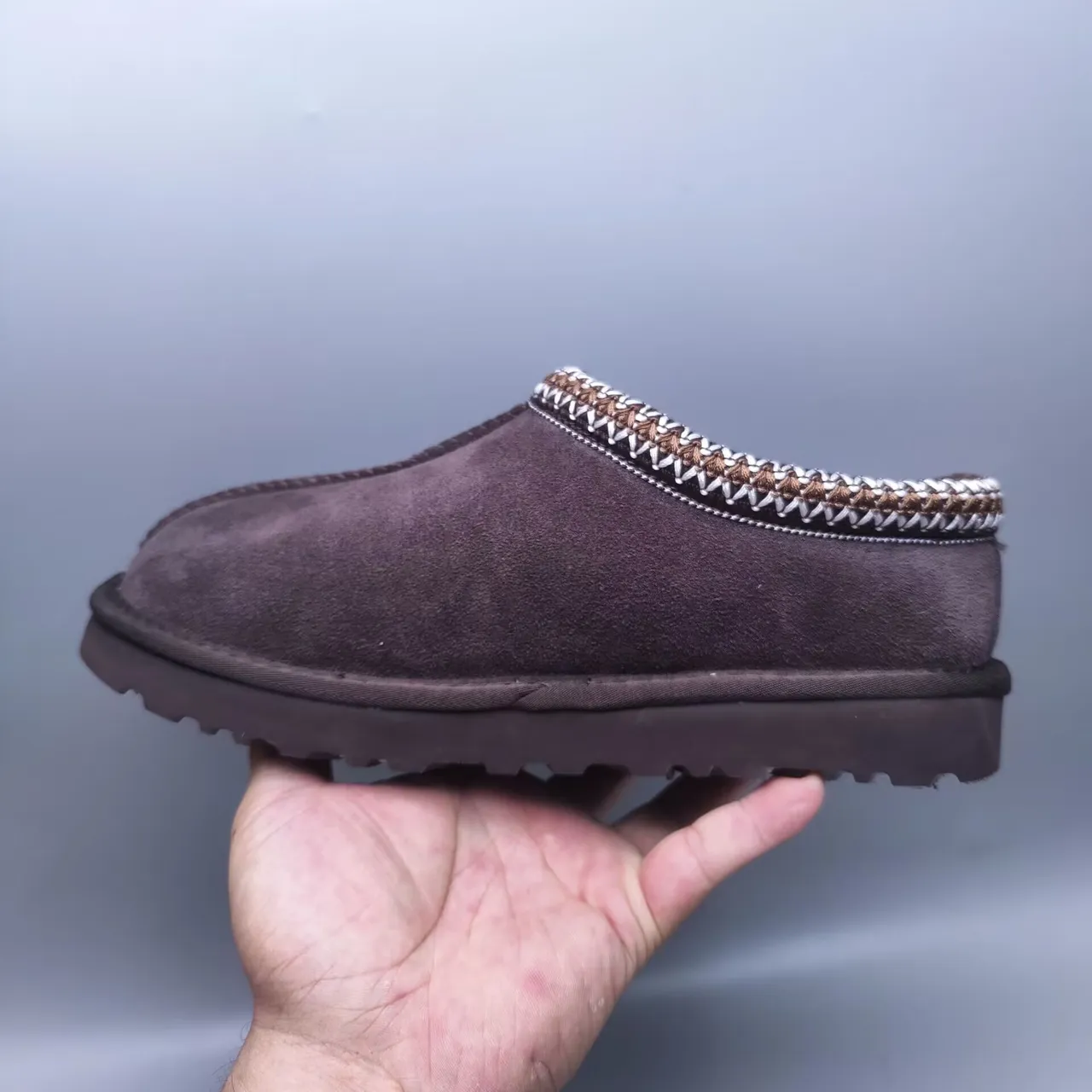 UGG Tasman Marron Blanc Daim Supérieur Borde Tressé Col Chaussures Casual 3