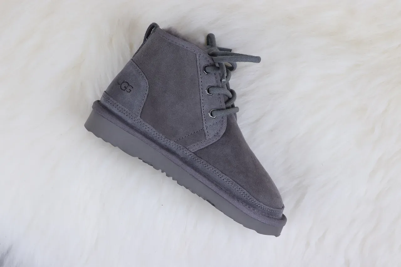 UGG Tasman Charcoal Gray Suede Shearling-Lined Snow Boots 2