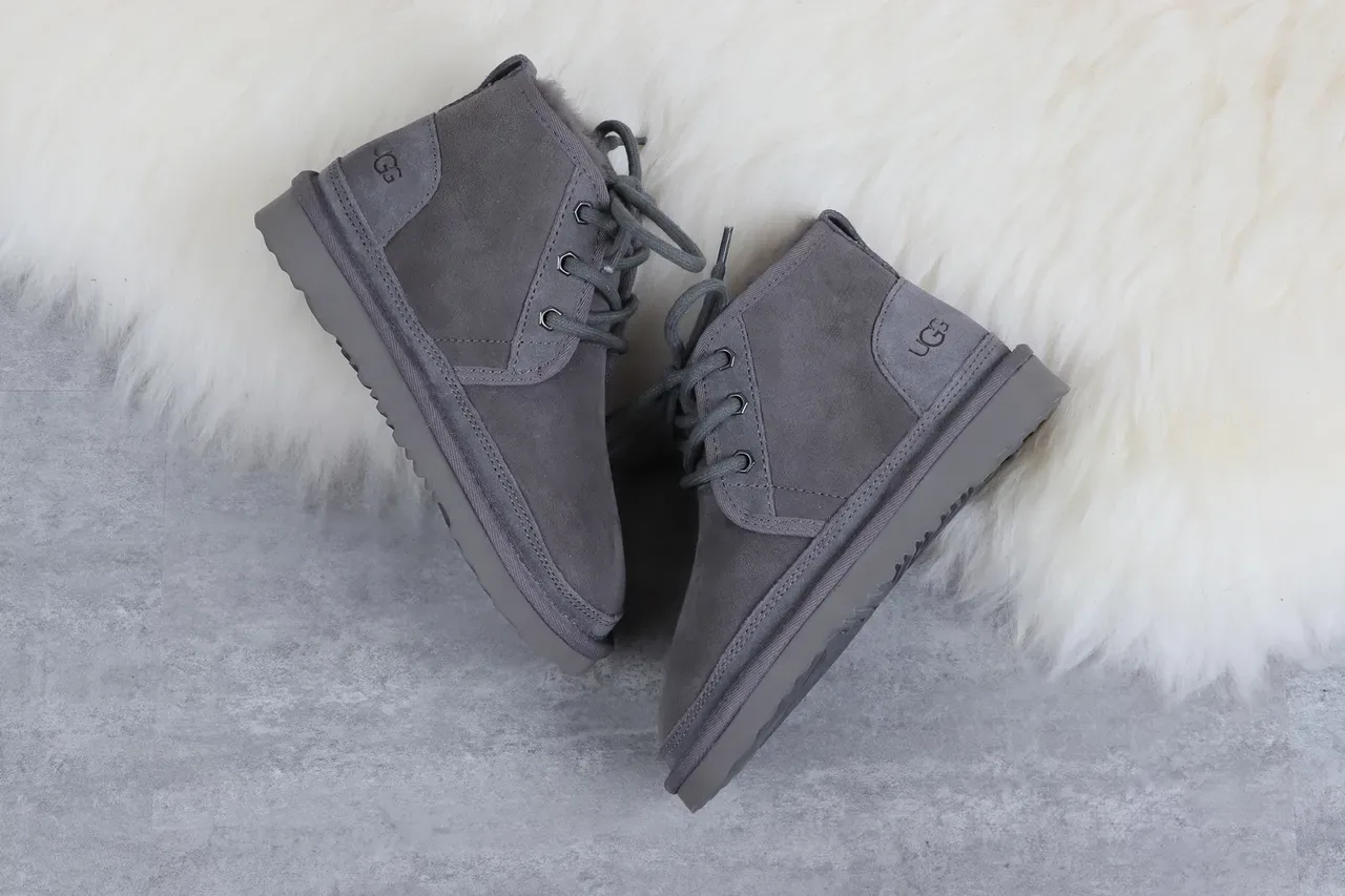 UGG Tasman Charcoal Gray Suede Shearling-Lined Snow Boots 3