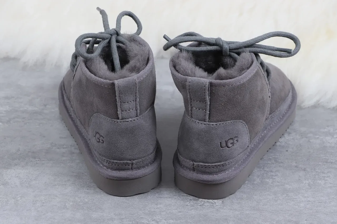 UGG Tasman Charcoal Gray Suede Shearling-Lined Snow Boots 8