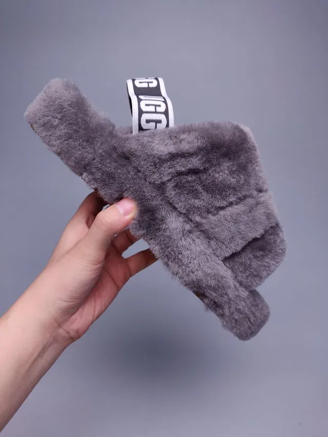 UGG Tasman Gray Plush Shearling Slipper 7
