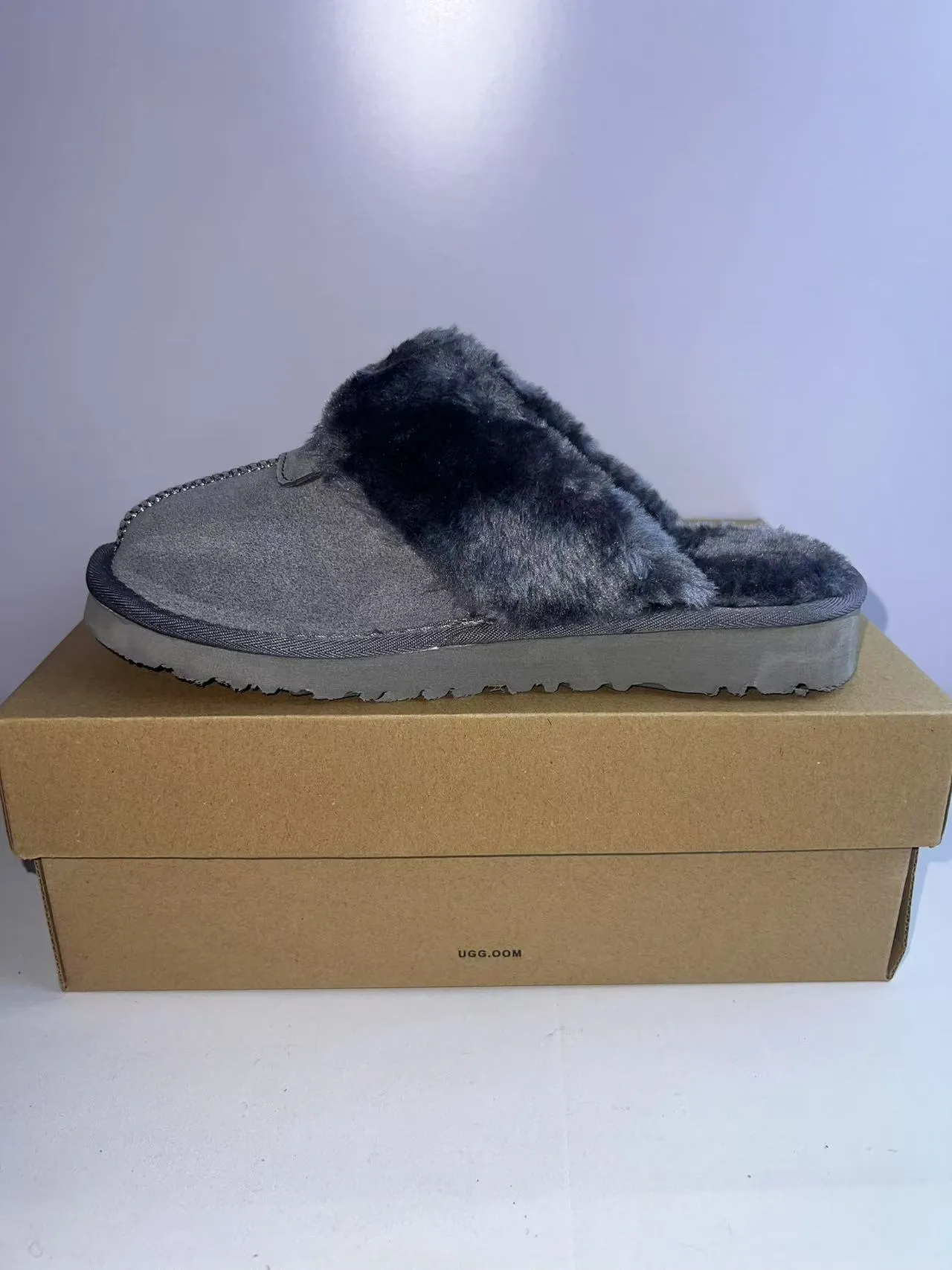 UGG Tasman Gray Suede Shearling-Lined Slippers 3