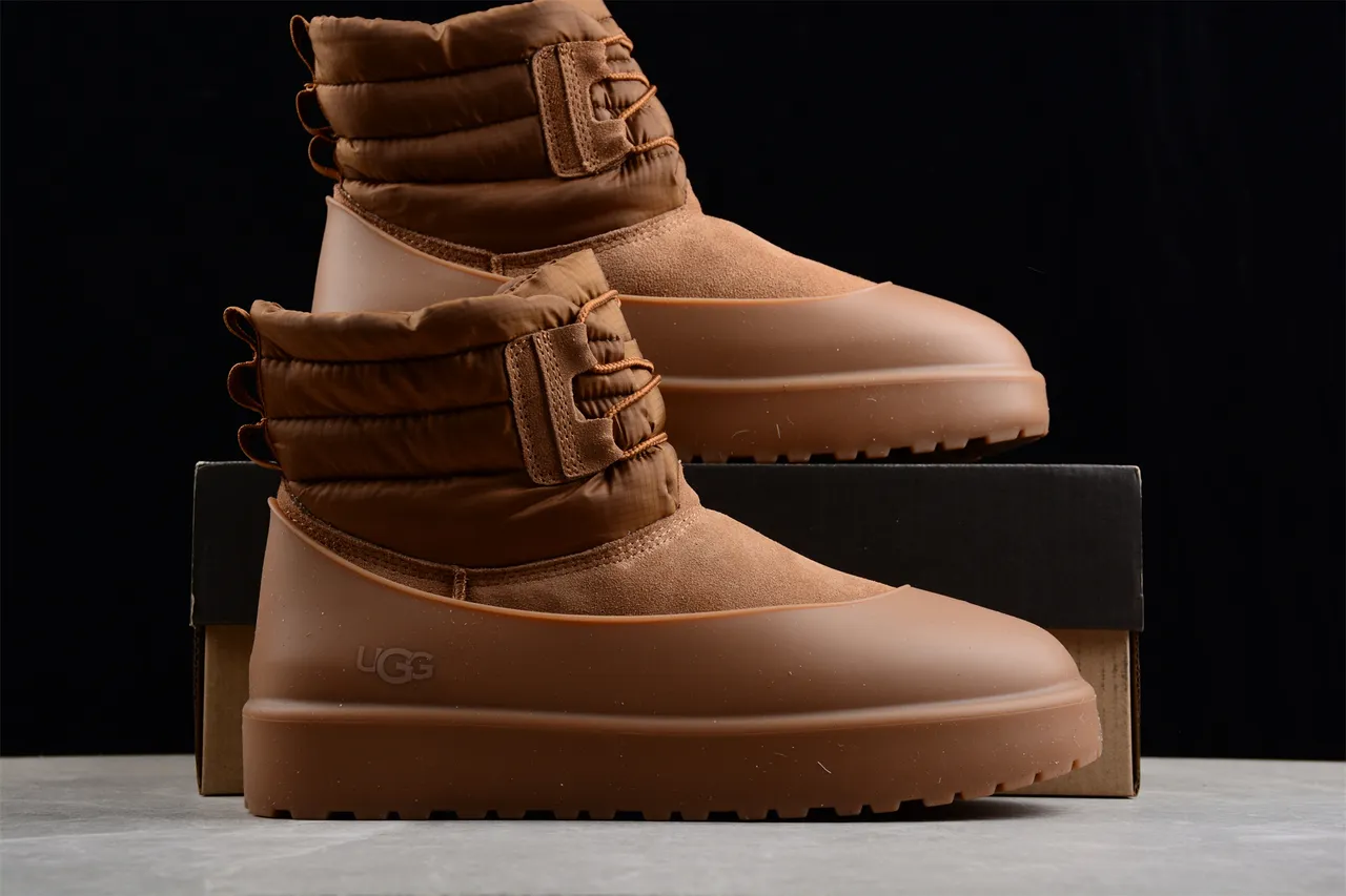 UGG Tasman Tan Quilted Collar Snow Boot 14