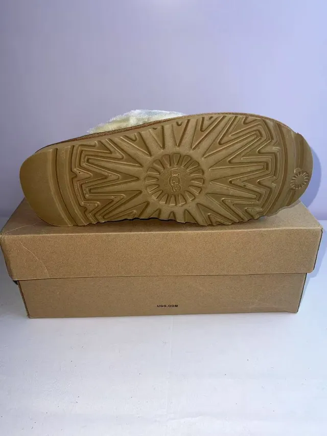 UGG Tasman Tan Suede Shearling-Lined Slippers 2