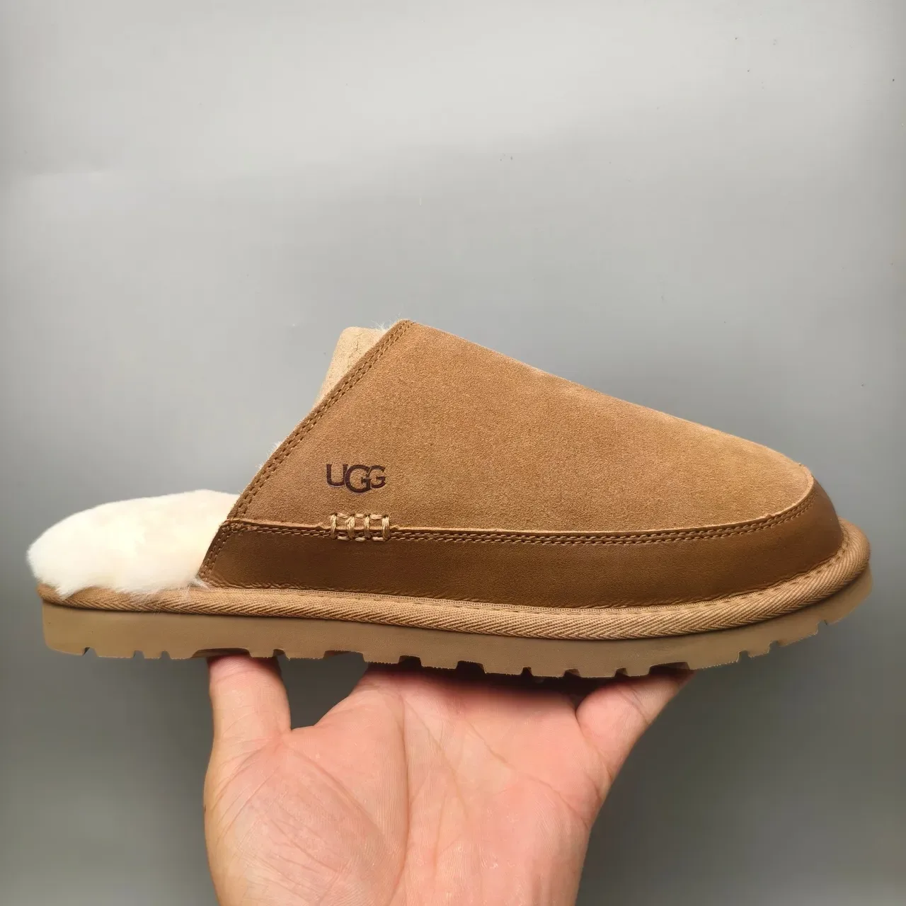 UGG Tasman Tan Suede Shearling-Lined Slippers 2
