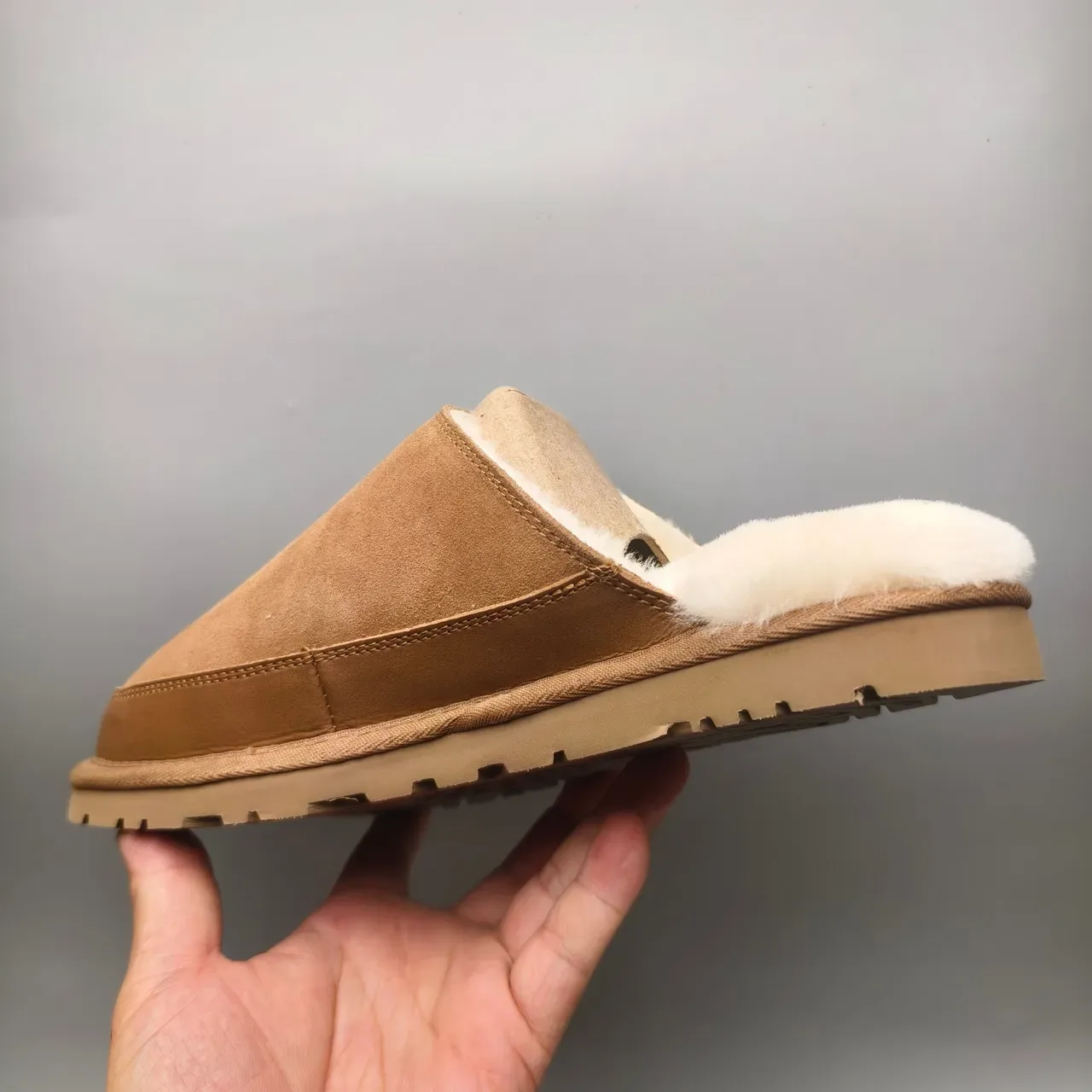 UGG Tasman Tan Suede Shearling-Lined Slippers 4