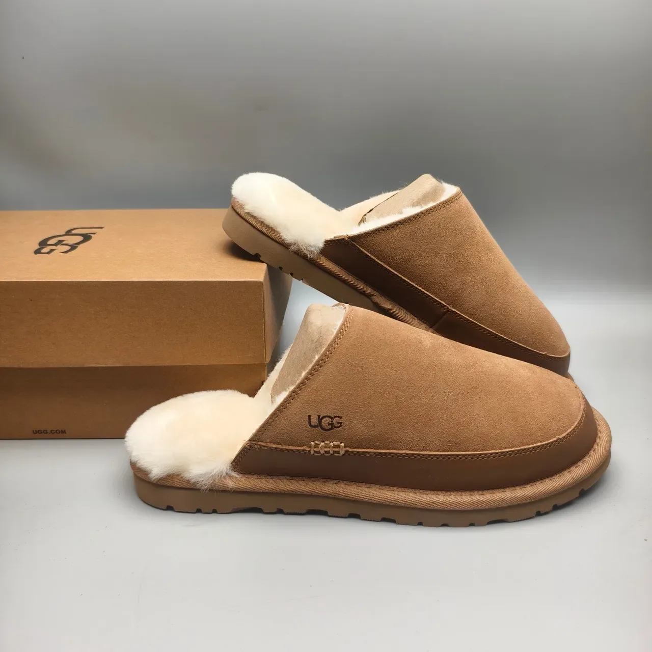 UGG Tasman Tan Suede Shearling-Lined Slippers 6