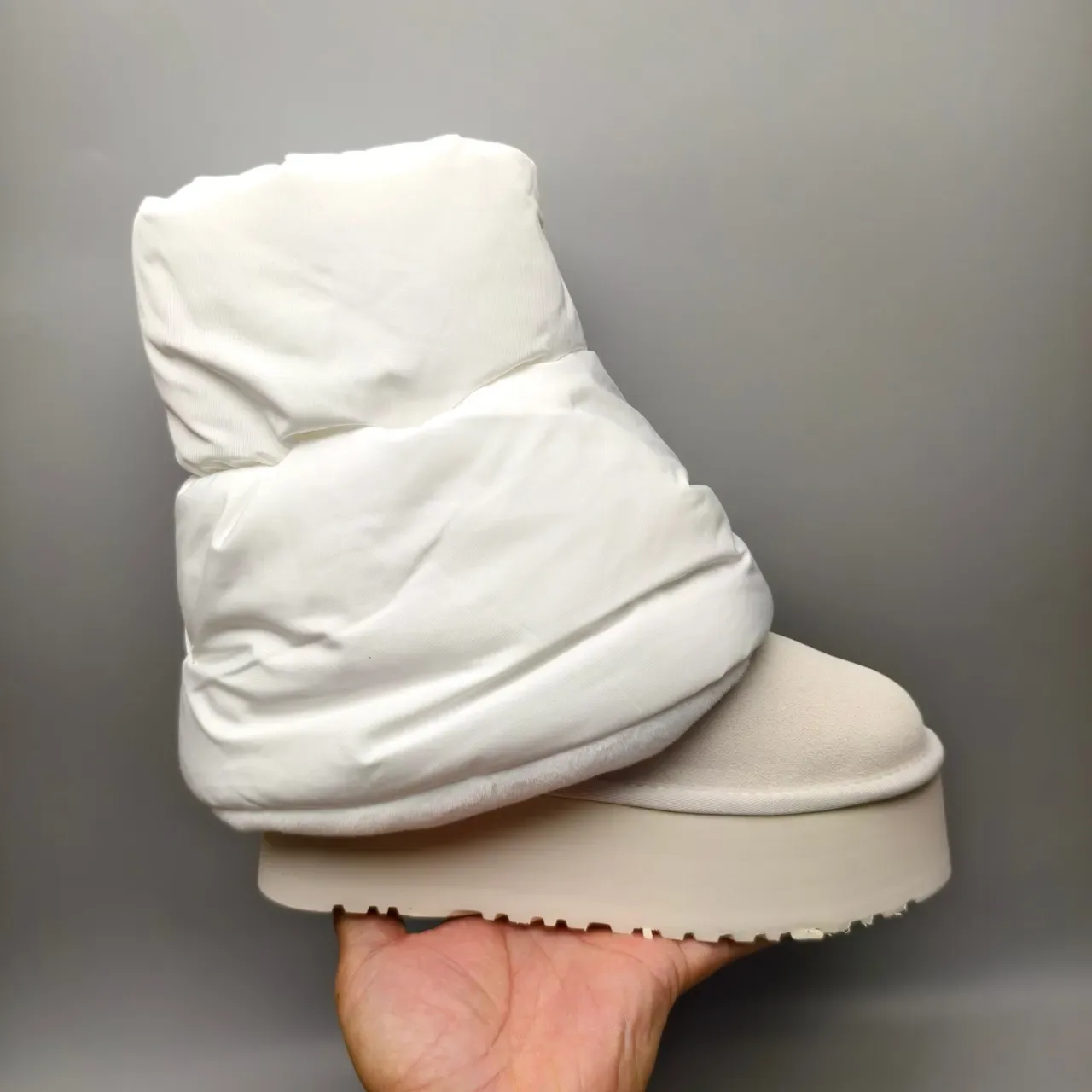 UGG Tasman White Platform Sole Folded Puffy Cuff Snow Boots 2