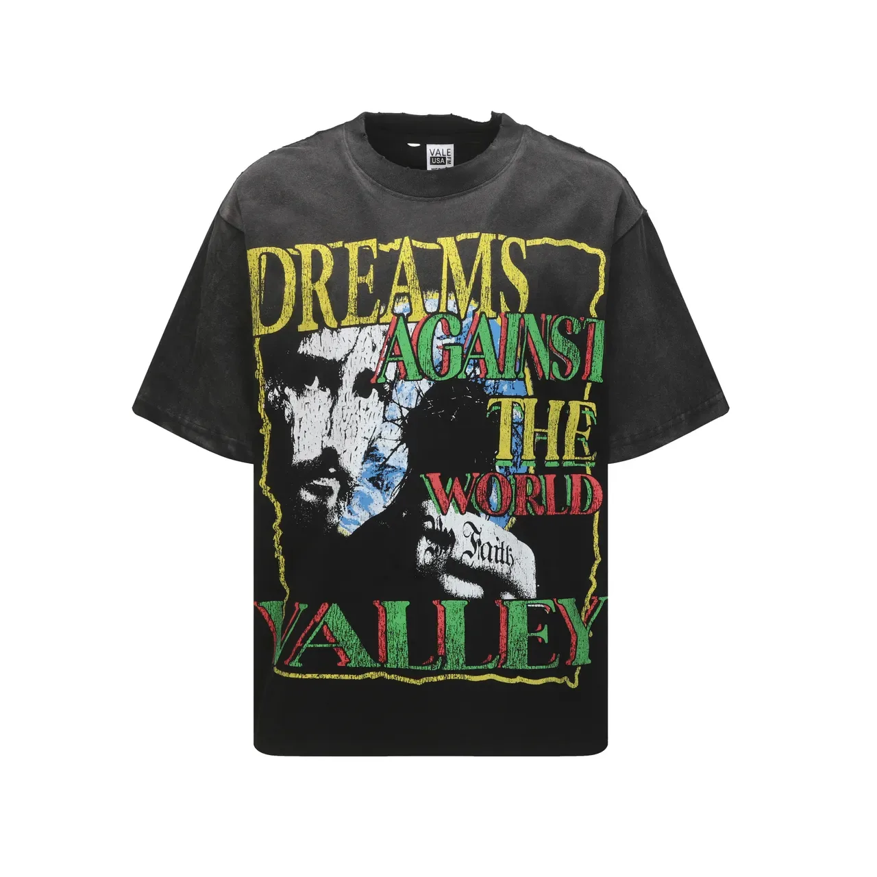 Vale Forever Camiseta Oversized Negra con Estampado Gráfico Desgastado 3