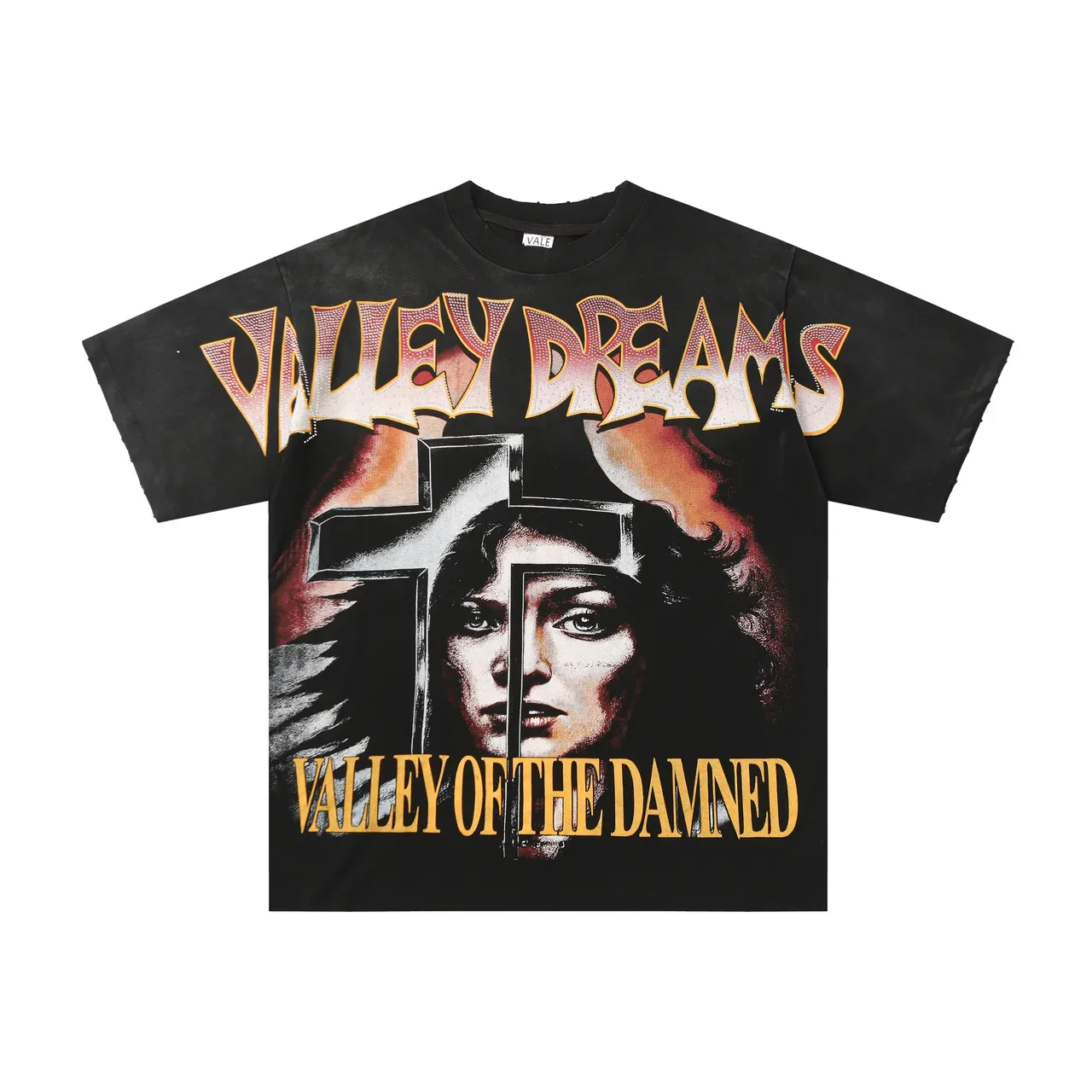 تي شيرت أسود بطباعة جرافيك Vale Forever Valley Dreams Valley of the Damned 3