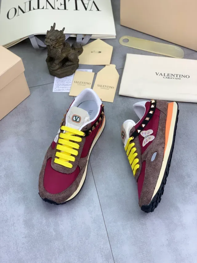 Valentino Sneakers Lifestyle Bordeaux Marron Matériau Mixte Broderie Motif Papillon 5