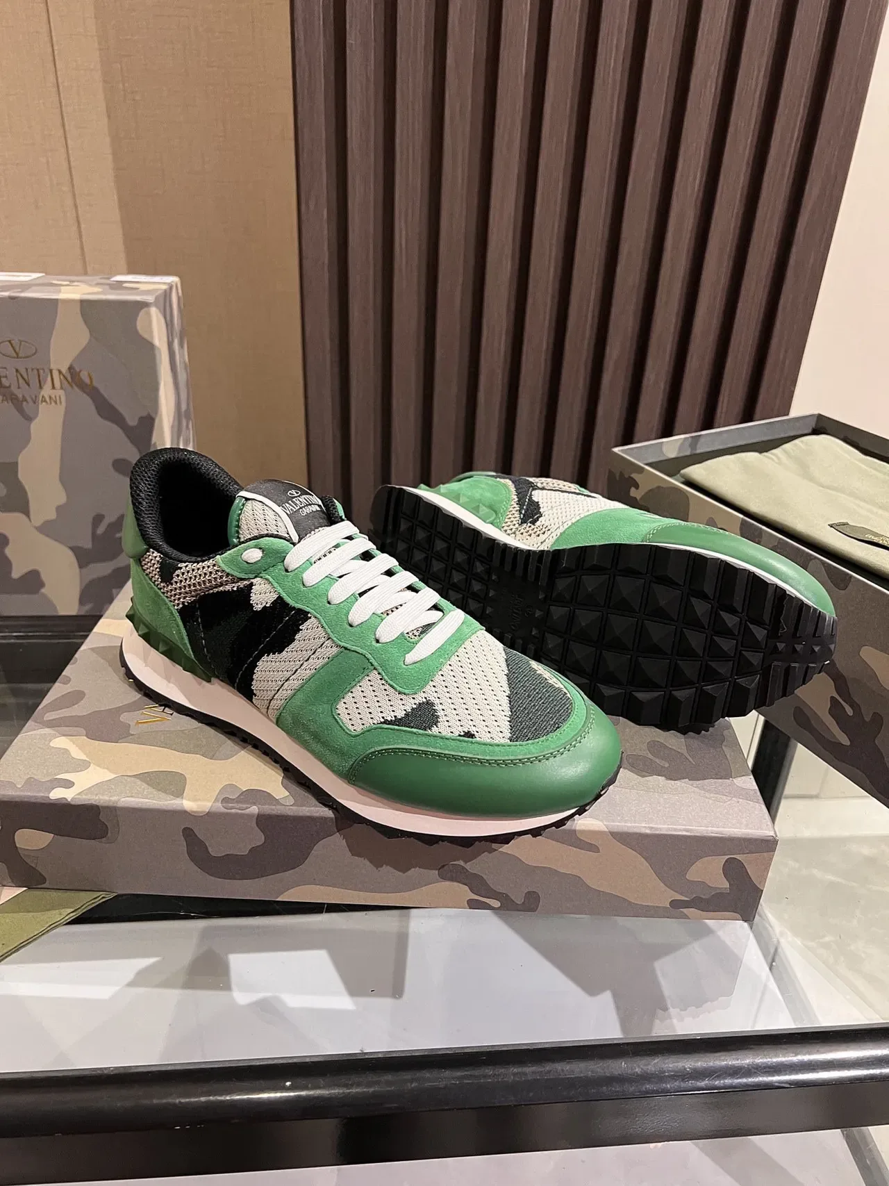 Valentino Camouflage Panel Green Lifestyle Sneakers 2