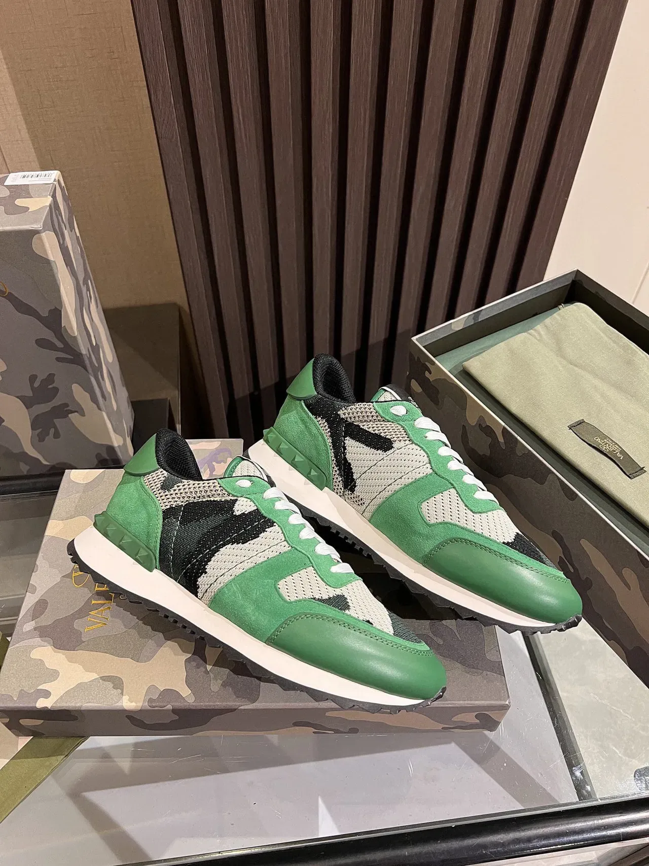 Valentino Camouflage Panel Green Lifestyle Sneakers 3