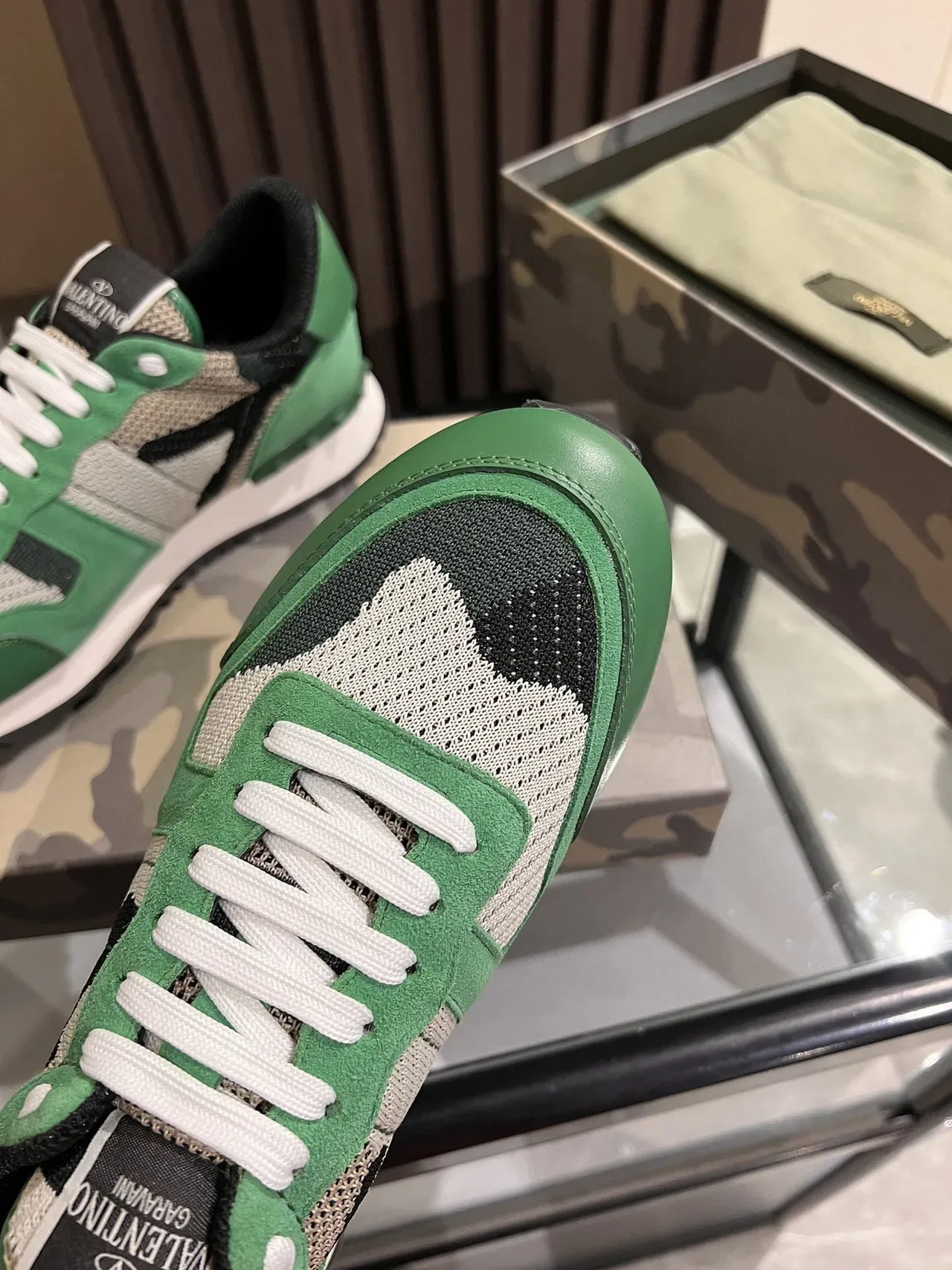 Valentino Camouflage Panel Green Lifestyle Sneakers 4