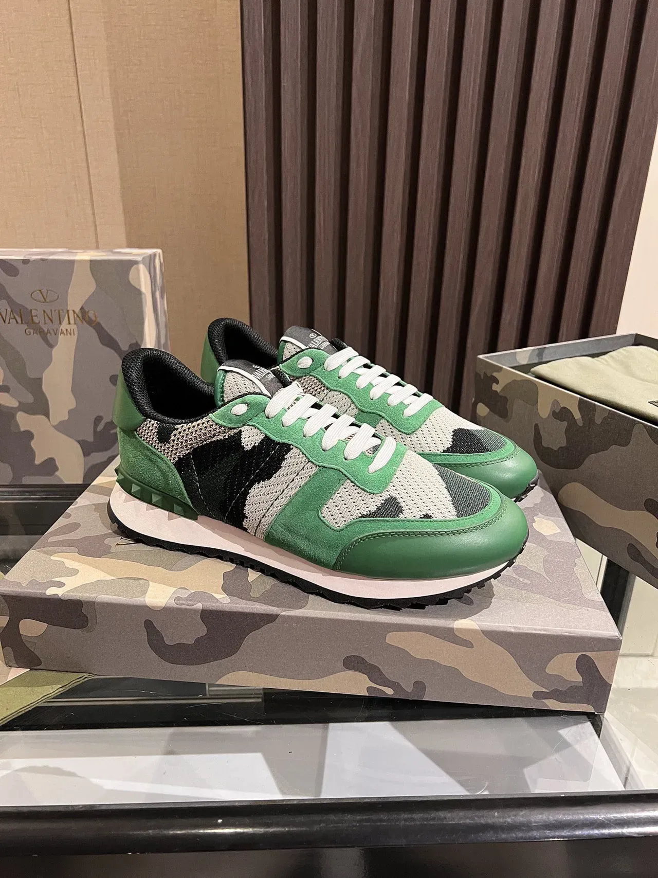 Valentino Camouflage Panel Green Lifestyle Sneakers 5