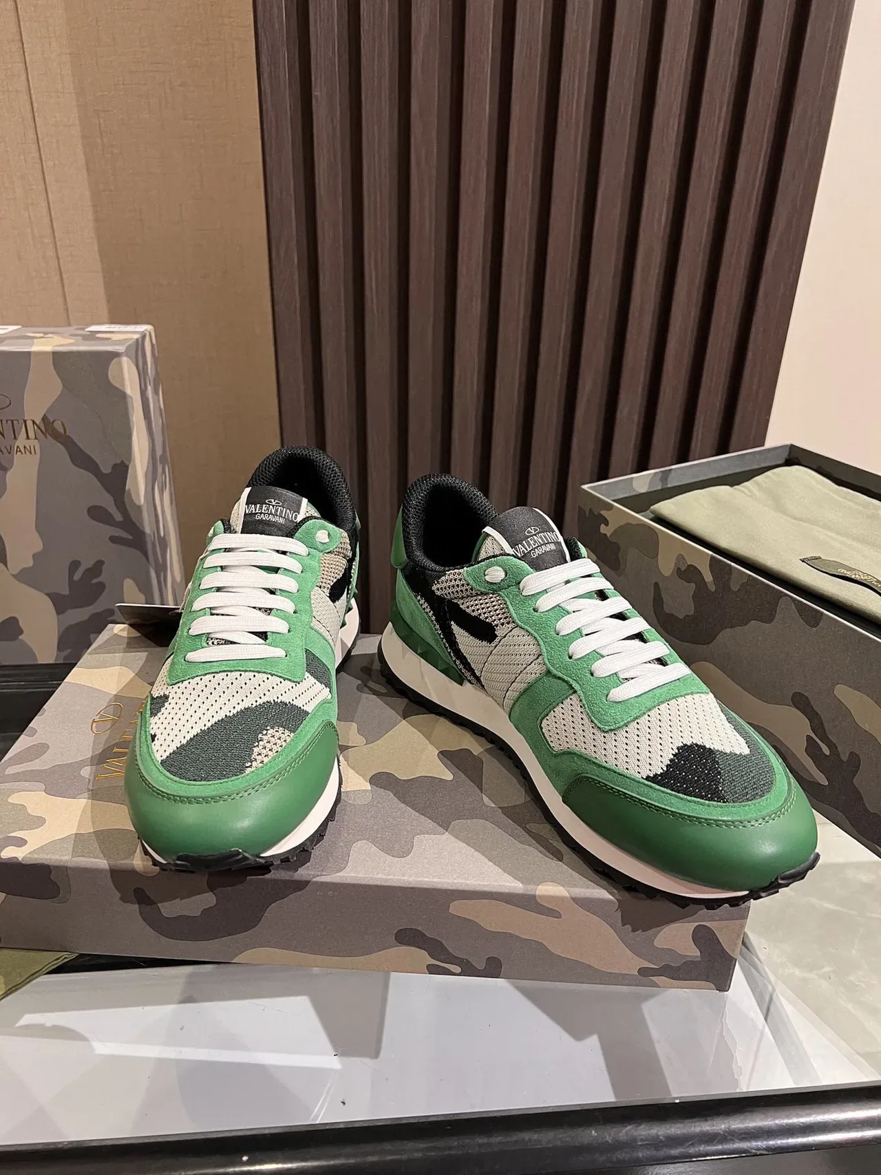 Valentino Camouflage Panel Green Lifestyle Sneakers 8