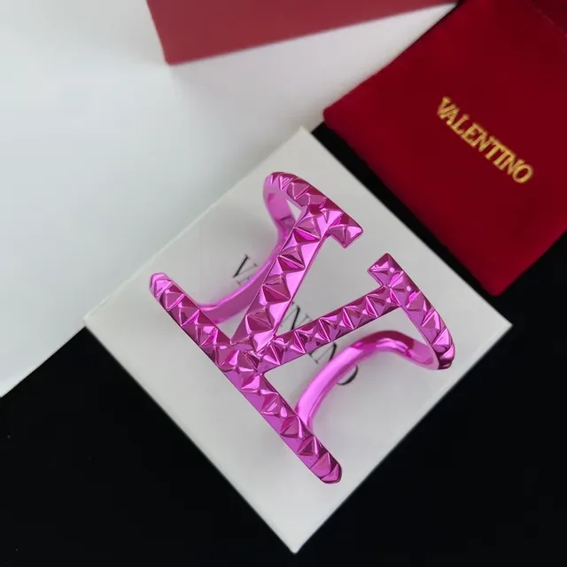 Valentino Pink Metallic Pyramid-Studded Bracelet 3