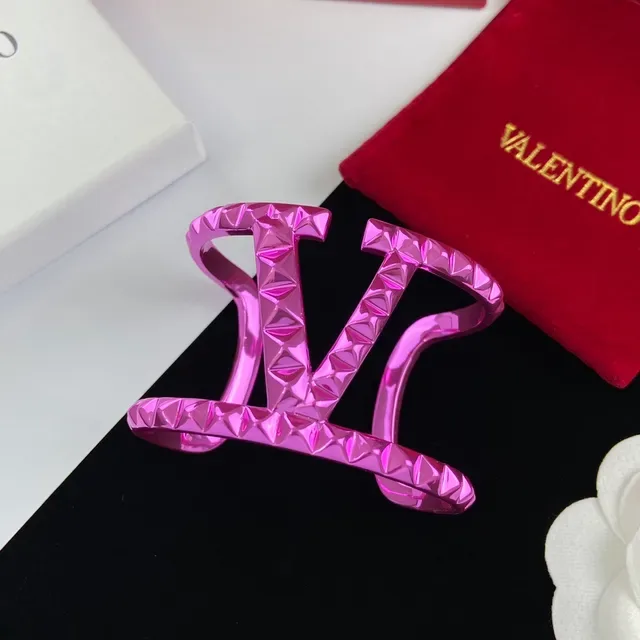 Valentino Pink Metallic Pyramid-Studded Bracelet 6