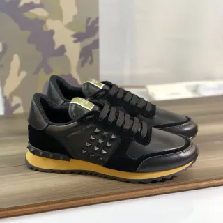 Valentino Rockstud Black and Mustard Yellow Lifestyle Sneakers