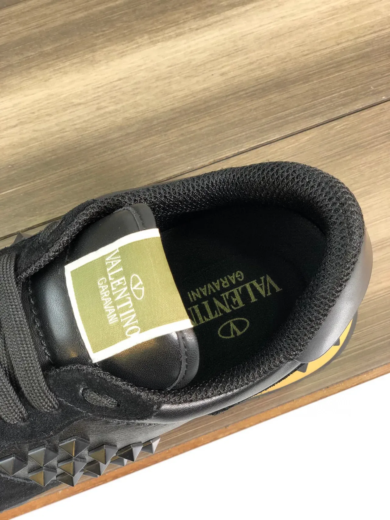 Valentino Rockstud Black and Mustard Yellow Lifestyle Sneakers 2